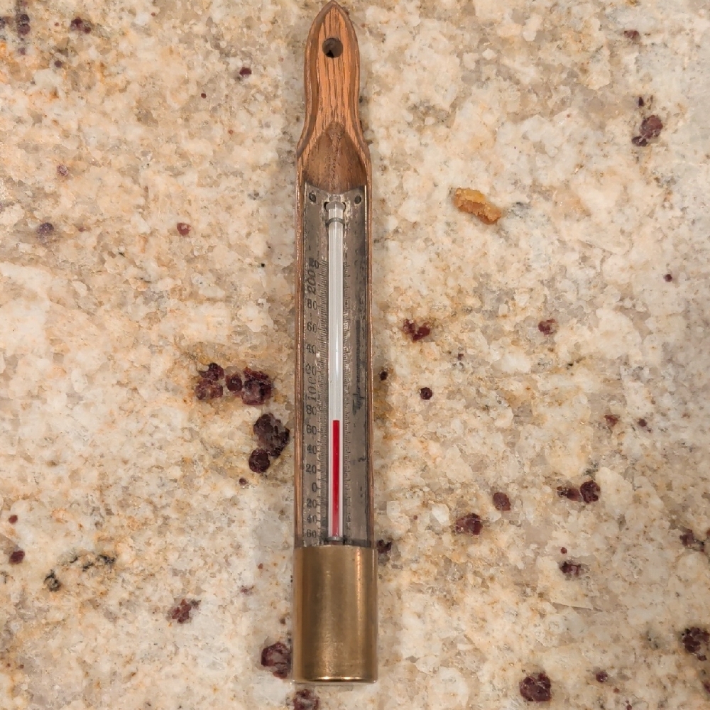 VINTAGE  Rare Taylor Rochester NY Industrial Thermometer 220°F Wood & Brass